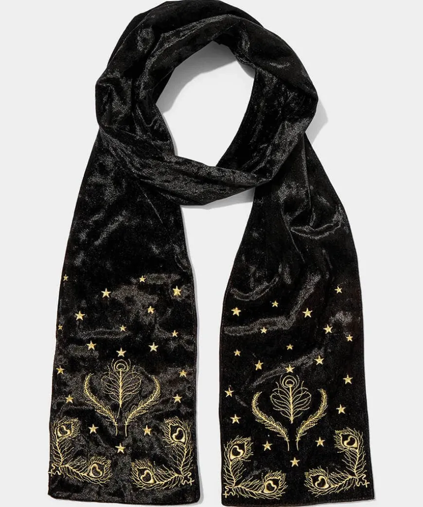 Opulence Embroidered Velour Scarf