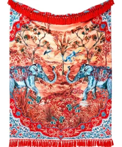 Ornate Elephant Reversible Tassel Throw