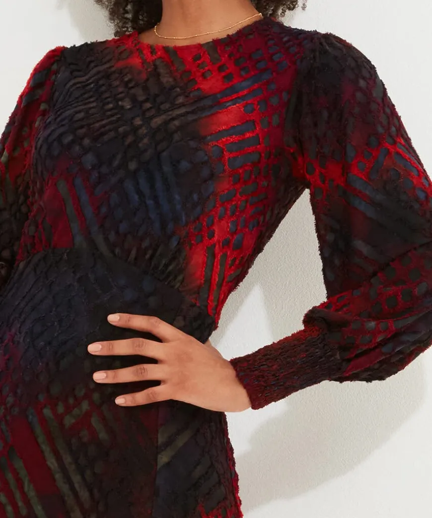 Rita Striking Devore Dress