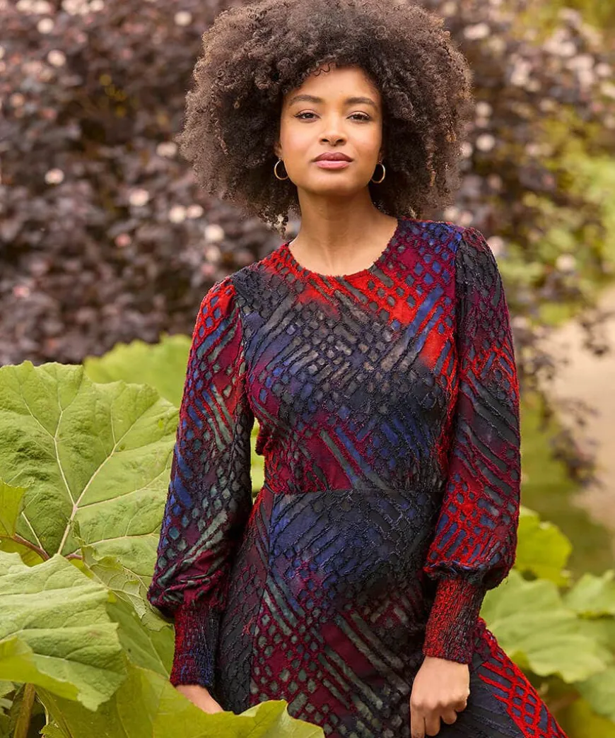 Rita Striking Devore Dress