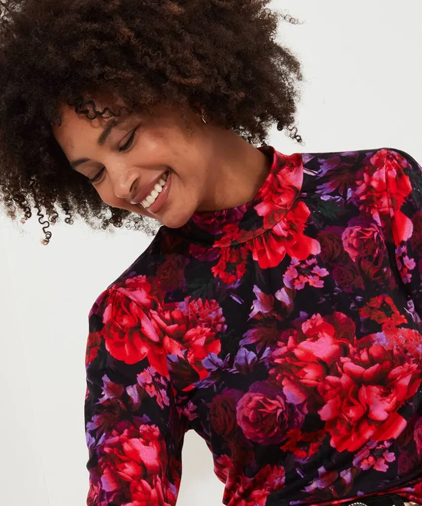 Romantic Florals Jersey Print Top