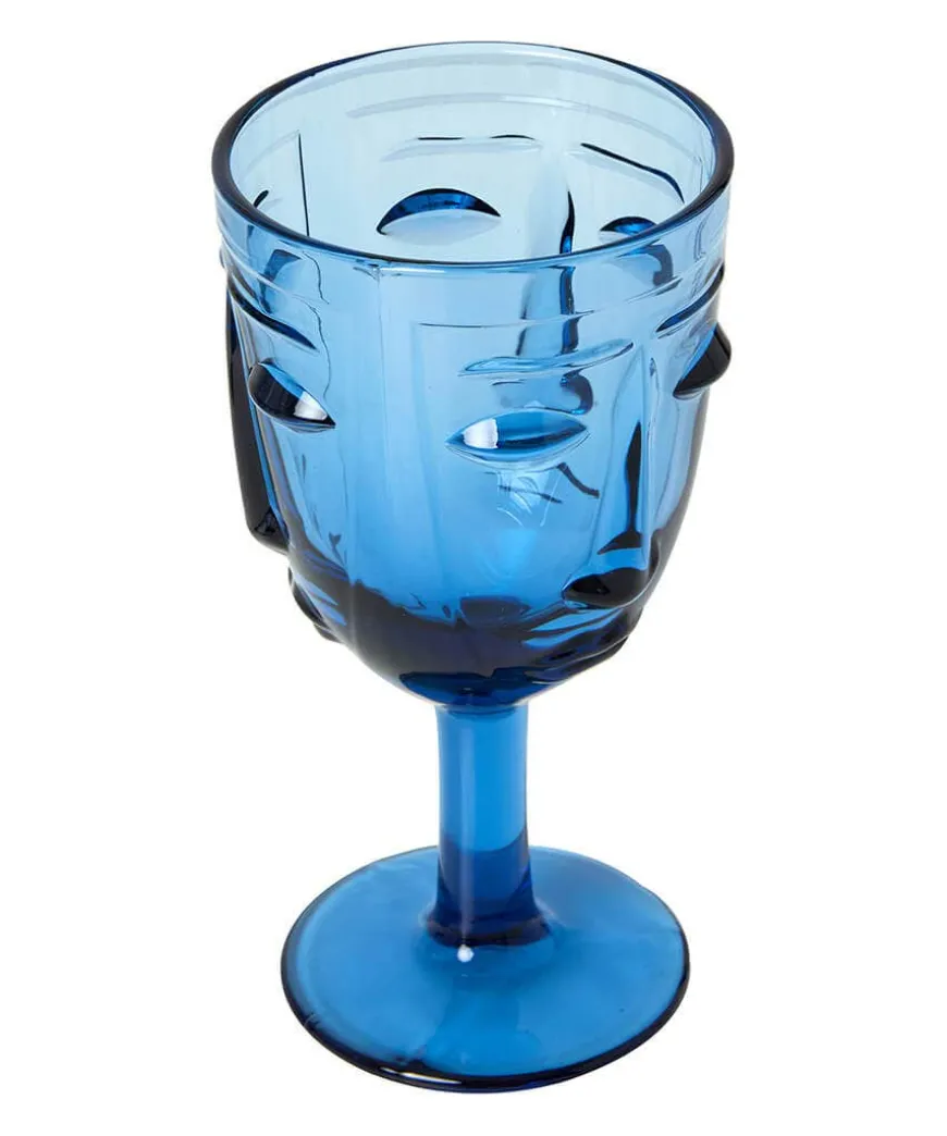 Set Of 6 Deco Face Wine Glasses