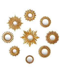 Set Of 9 Gold Framed Mirrors