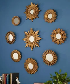 Set Of 9 Gold Framed Mirrors