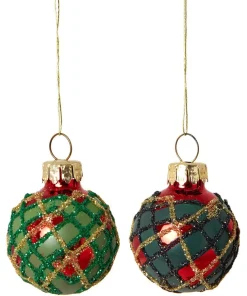 Set Of 12 Traditional Tartan Baubles