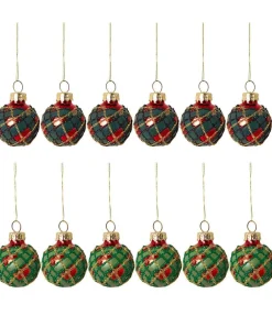 Set Of 12 Traditional Tartan Baubles