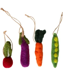 Set Of 4 Very Veggie Hanging Christmas Decorations
