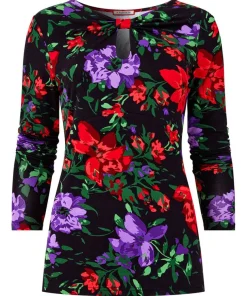 Shona Floral Keyhole Jersey Top