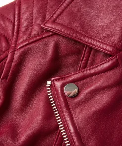 Stitch Detail Leather Biker Jacket