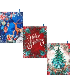 Wondrous Woodland Pack Of 3 Christmas Tea Towels