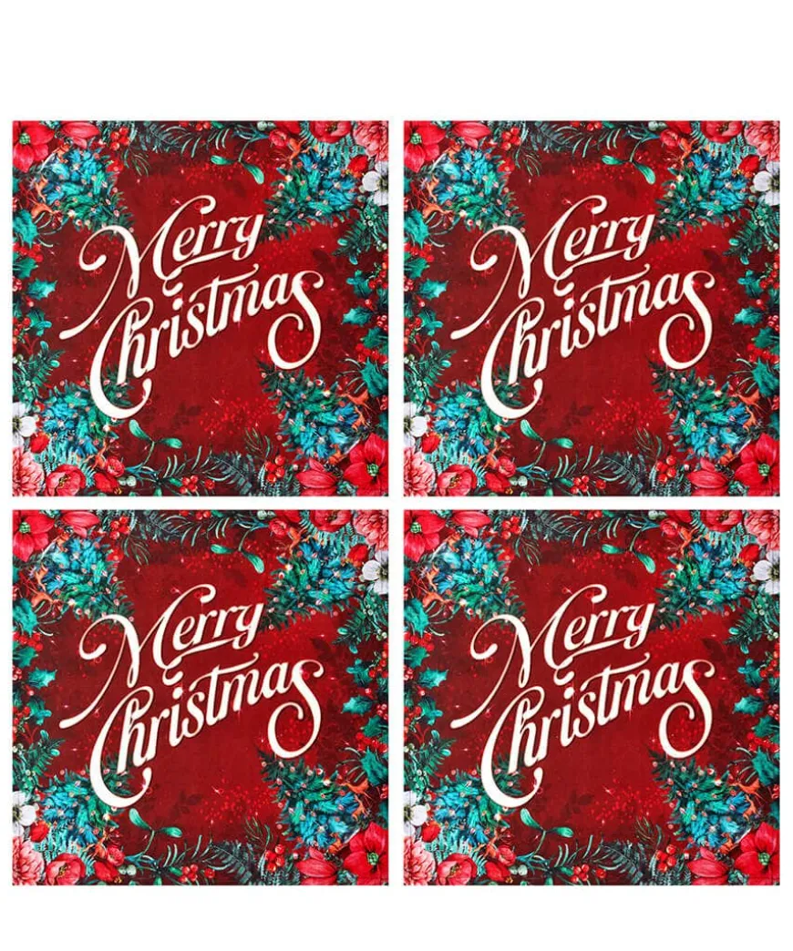 Wondrous Woodland Pack Of 4 Christmas Cotton Napkins